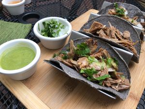 Tacos de carnitas at La Senda Restaurante in Playa Del Carmen