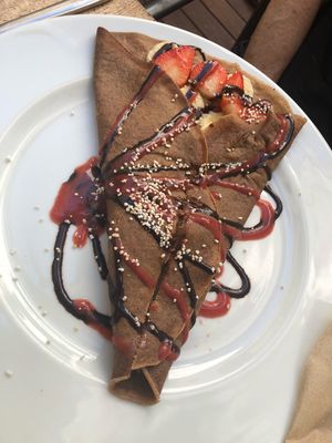 La senda sweet crepe.  Sounded great but I did not care for it.   at La Senda Restaurante in Playa Del Carmen