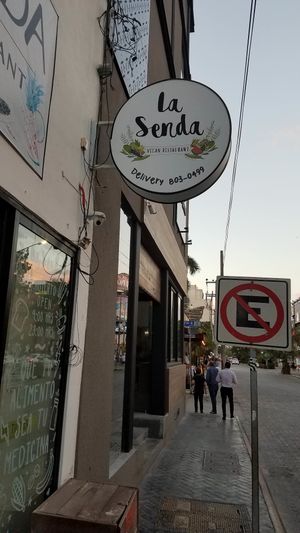 Outside on the street at La Senda Restaurante in Playa Del Carmen