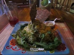 Raw zuchini pesto and nut cheese at La Senda Restaurante in Playa Del Carmen