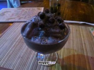 Raw berry banana ice cream with chia seeds at La Senda Restaurante in Playa Del Carmen