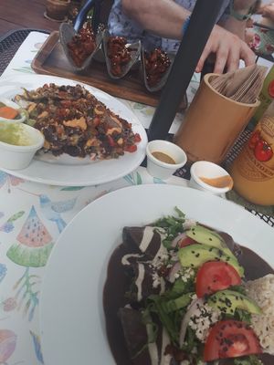 Tacos and nachos at La Senda Restaurante in Playa Del Carmen