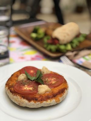 Small pizza at La Senda Restaurante in Playa Del Carmen