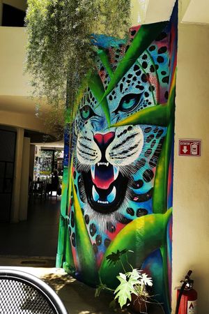 Painting inside at La Senda Restaurante in Playa Del Carmen