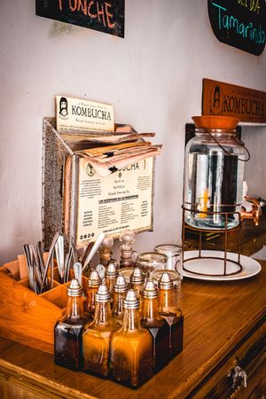 Sauces and Kombucha at La Senda Restaurante in Playa Del Carmen