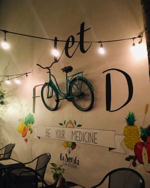 Inside of building at La Senda Restaurante in Playa Del Carmen