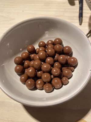 Hazelnuts covered in oatmylk chocolate: quite nice  at Puur & Loos in Utrecht