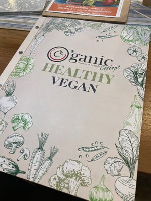 Enormous vegan menu at O'ganic Concept Ari in Bangkok