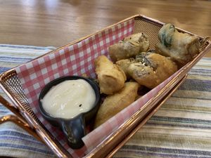 Crispy Mushroom and lime mayo  at O'ganic Concept Ari in Bangkok