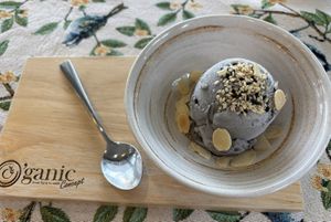 Black sesame and ginger icecream  at O'ganic Concept Ari in Bangkok