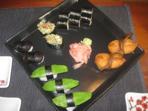 Vegan sushi set at Pod Norenami in Krakow