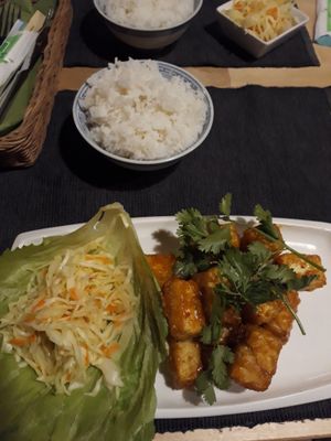 Tofu in peanut sauce at Pod Norenami in Krakow