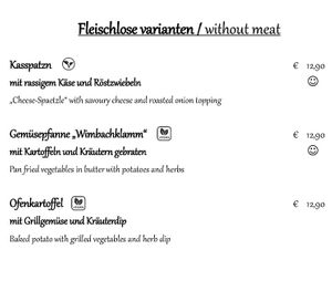 Vegan Menu  at Wirtshaus und Pension Hocheck in Ramsau Bei Berchtesgaden