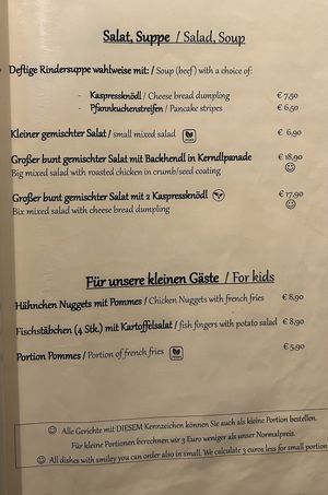 Menu  at Wirtshaus und Pension Hocheck in Ramsau Bei Berchtesgaden