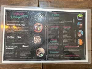 Menu at Café Porto in La Crucecita