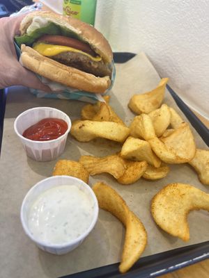 House made black bean patty & fries  at Vice Burger  in Fort Worth