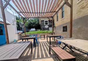 Outdoor patio of restaurant at Vice Burger  in Fort Worth
