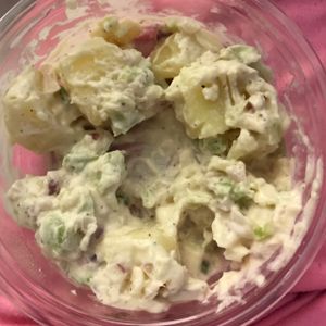 the best potato salad I've ever had at Terri - Financial District in New York City