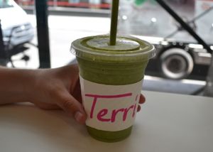 Green Power Smoothie (not good, you could feel the powder particles) at Terri - Financial District in New York City