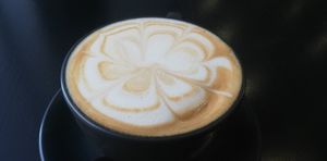 Oat milk latte at Kettle Black in Paisley