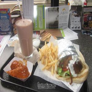 Vegan Gyro, Chocolate Milkshake and Buffalo wings! at Foodswings in Brooklyn