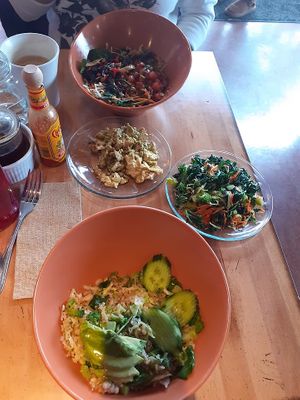 Fiesta bowl, pesto tofu, veggies, Juli’s brown rice sauté  at Great Full Gardens - Midtown in Reno