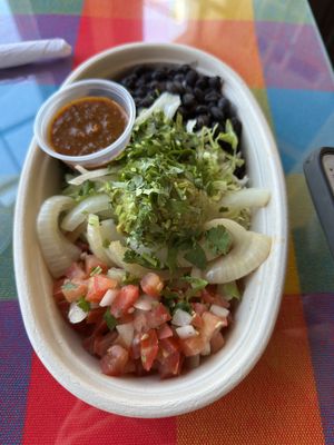 Burrito bowl, but without protein to make it vegan because they don’t have tofu  at Bandito's Mexican Grill in Ogunquit