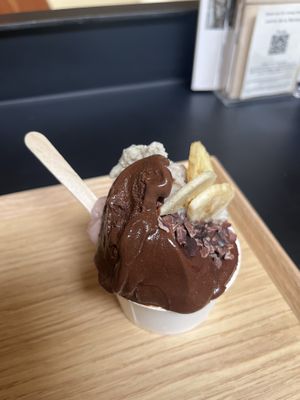 Cacao and banana ice cream, with a little strawberry to try!   at SHUKA - 種菓 in Kyoto
