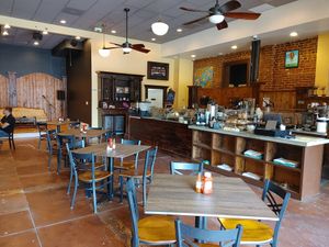 Area inside for entertainment at Gold Lion Community Cafe in Richmond