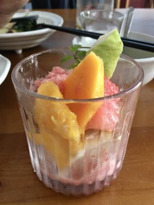 Fruit salad with watermelon mint sorbet  at Gu Li Zi Ran Feng Wei in Tainan