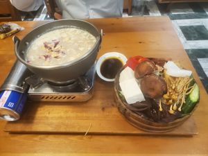 Rose soy milk hot pot at Gu Li Zi Ran Feng Wei in Tainan