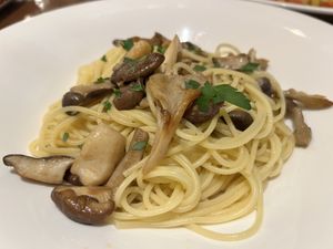 Mushroom spaghetti  at HND - Spaghetteria Vavnova - Intl in Tokyo