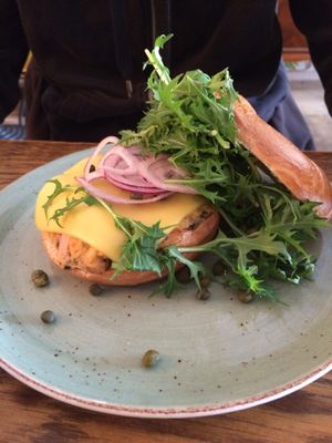 No-tuna bagel with cheese at DopHert in Amsterdam