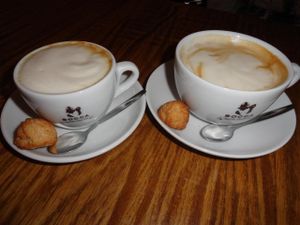 Vegan cappuccino and latte at DopHert in Amsterdam
