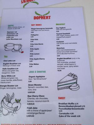 English Menu at DopHert in Amsterdam