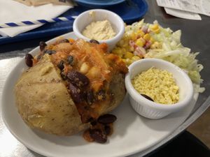 Vegan jacket potato with chili  at The Aviator Cafe in North Berwick