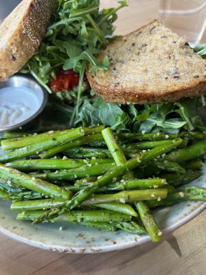 Side of asparagus  at Soli Grill in Evanston