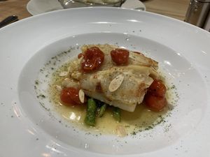 Roasted Seabass-less Fish  at Soli Grill in Evanston