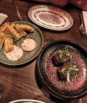 Elote frito (vegan) and arroz con maiz y frijoles (vegan)  at Puta Madre in Gothenburg