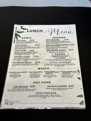 Lunch menu  at Rivaiv Cafe - Maybe closed in Apia