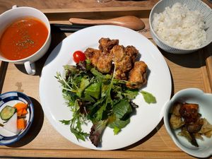 Gebakken soja vlees optie  at Fun & Natural Yotte-ne シマカラ食堂  in Hiroshima