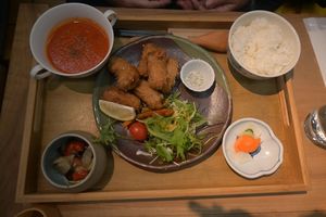 Vagen soy karaage plate at Fun & Natural Yotte-ne シマカラ食堂  in Hiroshima