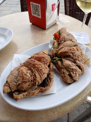 Each of the vegan croissant sandwiches at Caffè Rosso in Venice