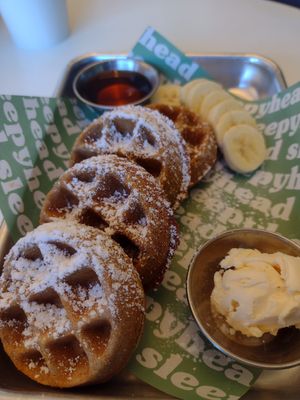 Vegan mini waffles at Sleepyhead Coffee - Main St in Chattanooga