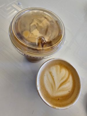 Rose latte, vanilla cappuccino at Sleepyhead Coffee - Main St in Chattanooga