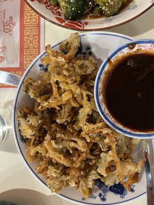 Crispy Spicy Mushrooms.  Ask for sauce on the side.  at Fat Choy - Maybe closed in Englewood