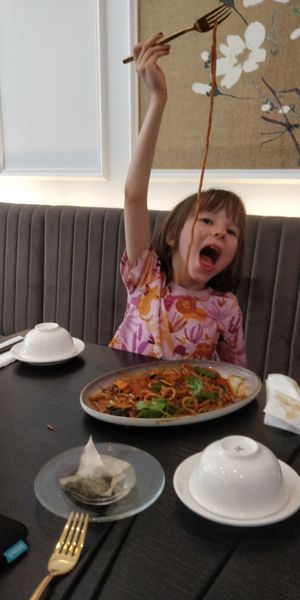 Enjoying the noodles at Sauvage in Munich