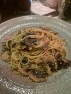 Mushroom spaghetti at Koi  in Broadbeach