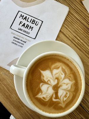 Oat milk latte  at Malibu Farm in San Diego