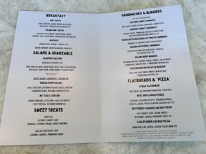 Food at bar menu  at Malibu Farm in San Diego